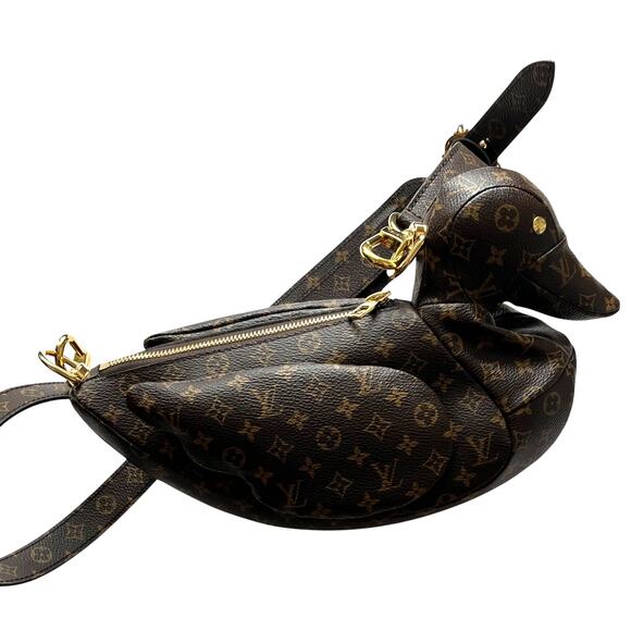 Louis Vuitton Duck Bag Nigo Monogram Crossbody Rare LV Gold Canvas Clutch Purse - Picture 2 of 16